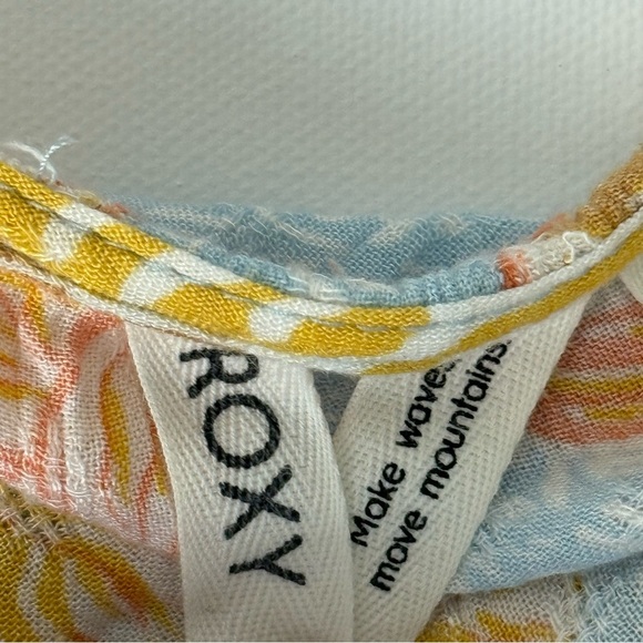 Roxy Women’s Floral Sundress Blue Yellow Orange Adjustable Straps Size L - Picture 7 of 8
